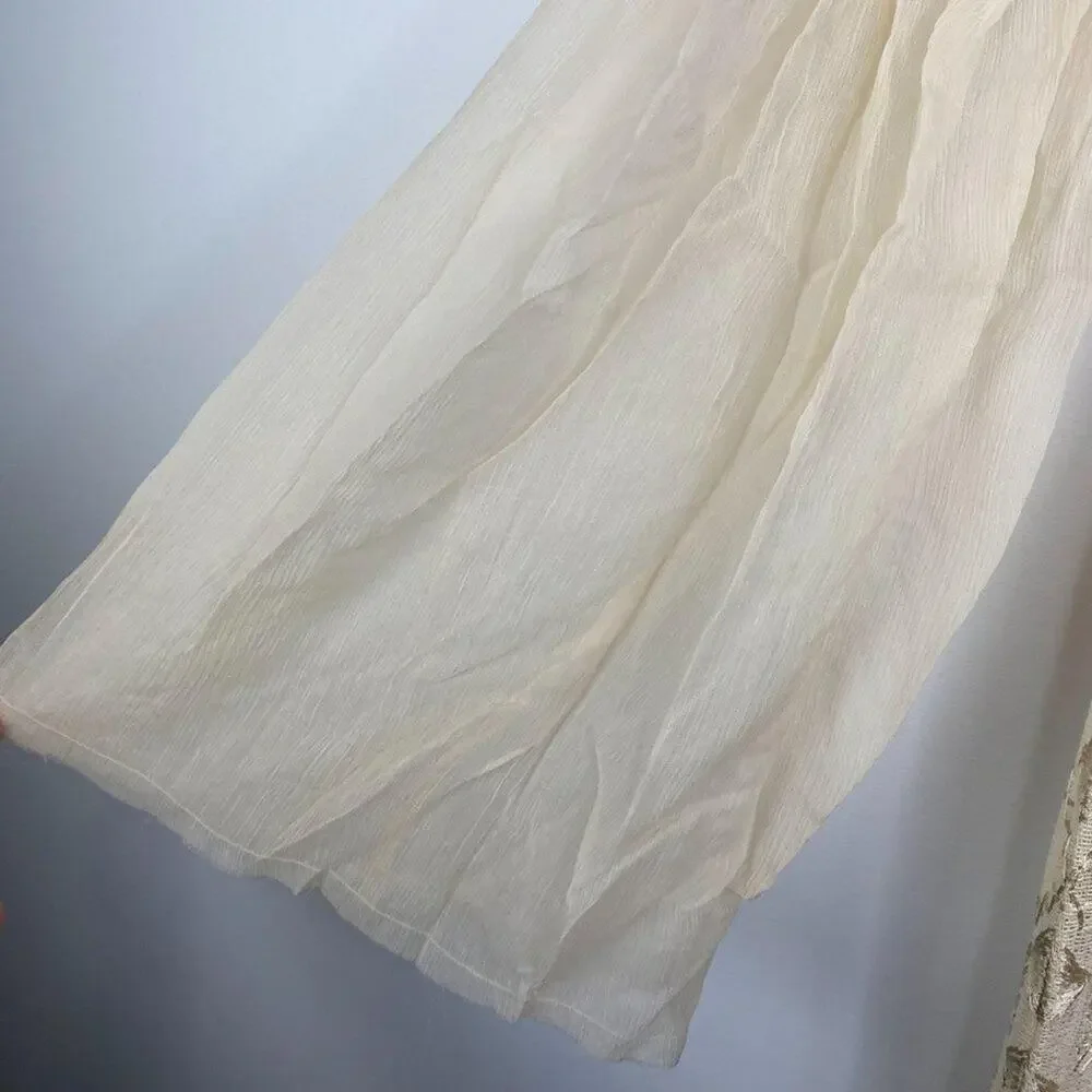 Free People Mini Boho Dress Women Size 0 Cream Embroidered Witch‎ Fairy Concert